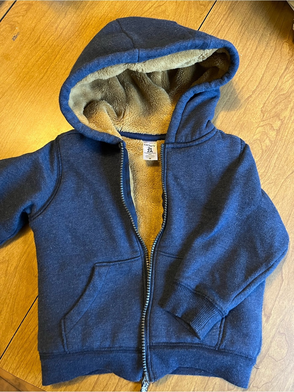 Carters 2T Kids Navy Fleece-Lined Zip Hoodie